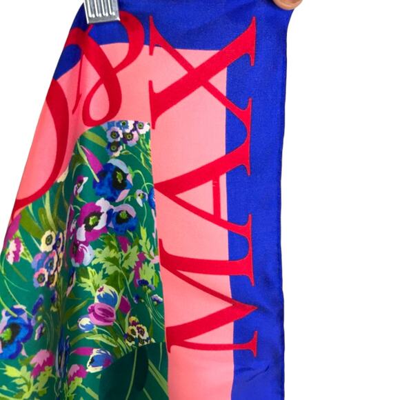 Max&Co. Scarf Womens 29"x31" Green Blue Floral Silk‎ Square Multifunction Shawl - Picture 5 of 11